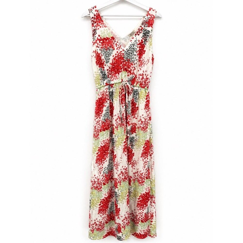 Lucky Brand Floral Long Midi Dress Sleeveless Size XS Drawstring Boho Summer